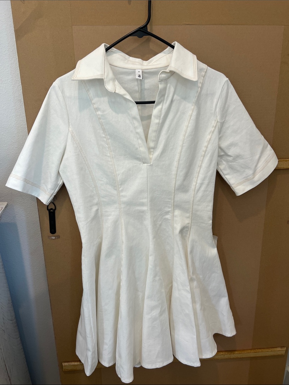glam White Short Sleeve Mini Dress